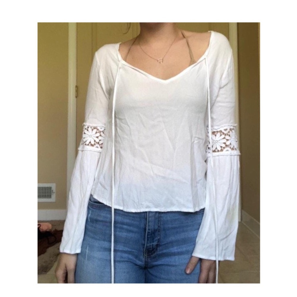 White Bell Sleeve Top
